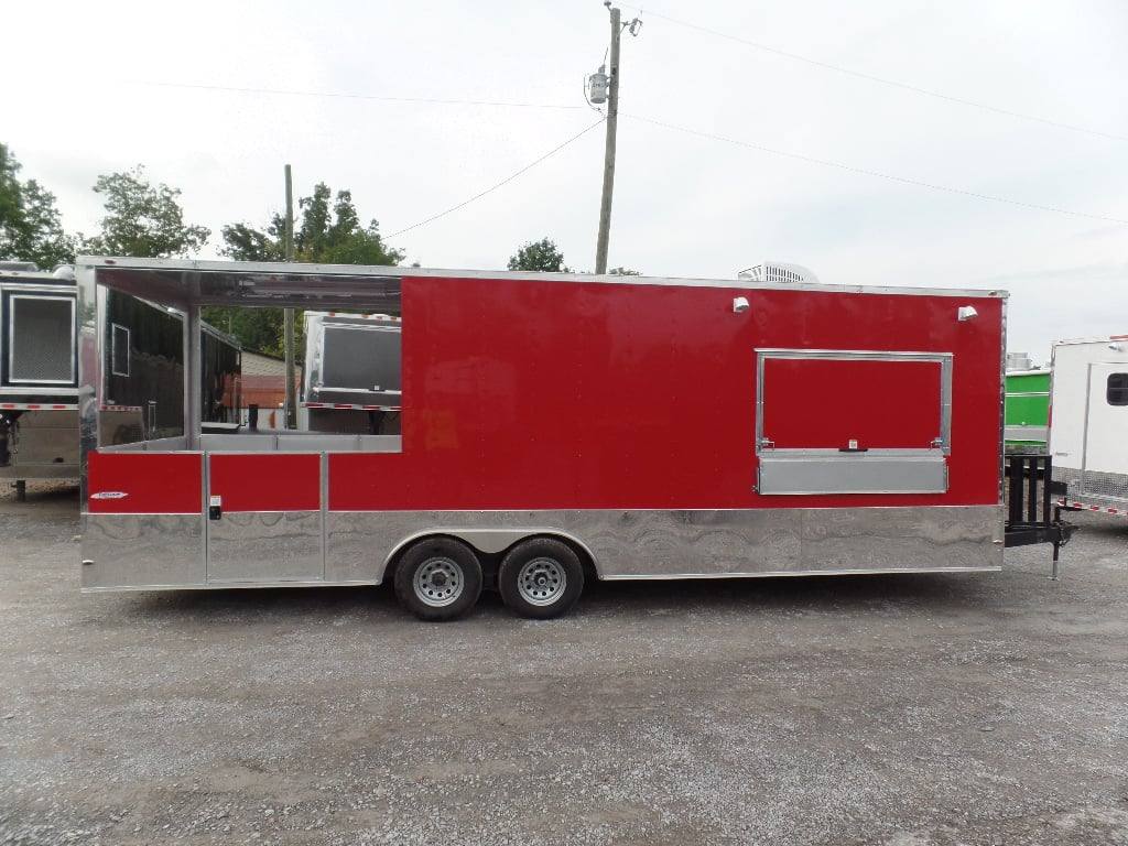 799-8.5-x-26-concession-food-trailer-red-bbq-event-catering-2.jpg 8.5' x 26' Concession Food Trailer Red BBQ Event Catering