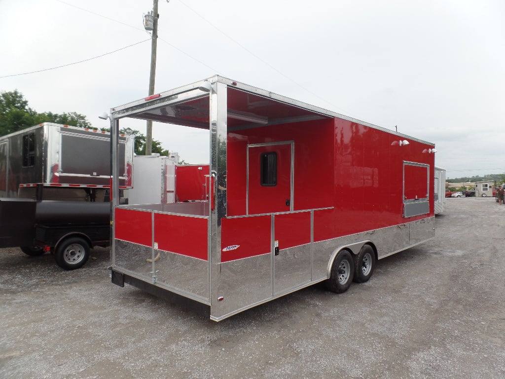 799-8.5-x-26-concession-food-trailer-red-bbq-event-catering-21.jpg 8.5' x 26' Concession Food Trailer Red BBQ Event Catering