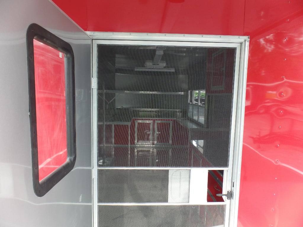 799-8.5-x-26-concession-food-trailer-red-bbq-event-catering-3.jpg 8.5' x 26' Concession Food Trailer Red BBQ Event Catering