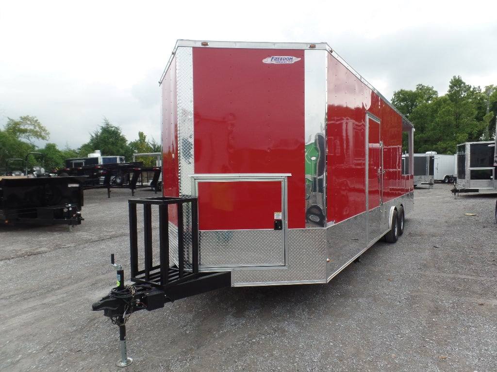 799-8.5-x-26-concession-food-trailer-red-bbq-event-catering-7.jpg 8.5' x 26' Concession Food Trailer Red BBQ Event Catering