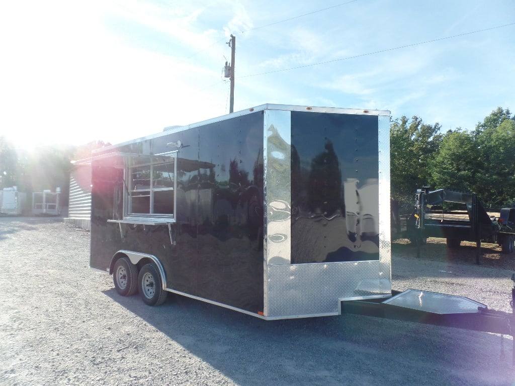 8.5' x 16' Black Event Concession Food Trailer With Appliances