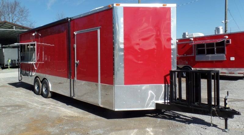 8.5' x 26' Concession Food Trailer Red Event Catering