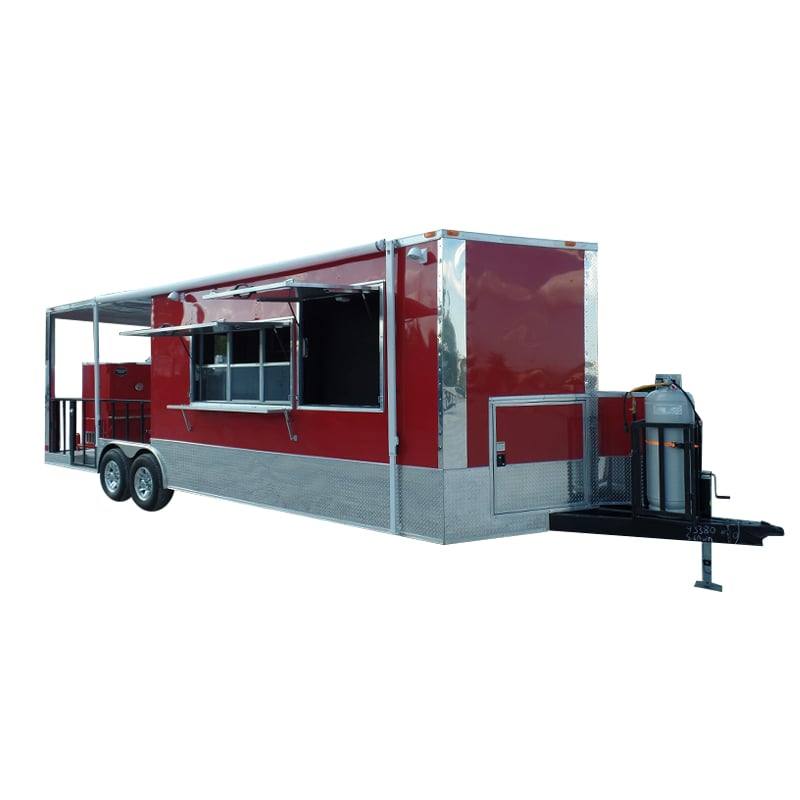 802-8.5-x-26-concession-red-bbq-food-trailer-event-catering-1.jpg 8.5' x 26' Concession Red BBQ Food Trailer Event Catering