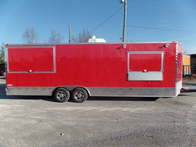 8.5' x 26' Concession Trailer Red BBQ Food Event Vending