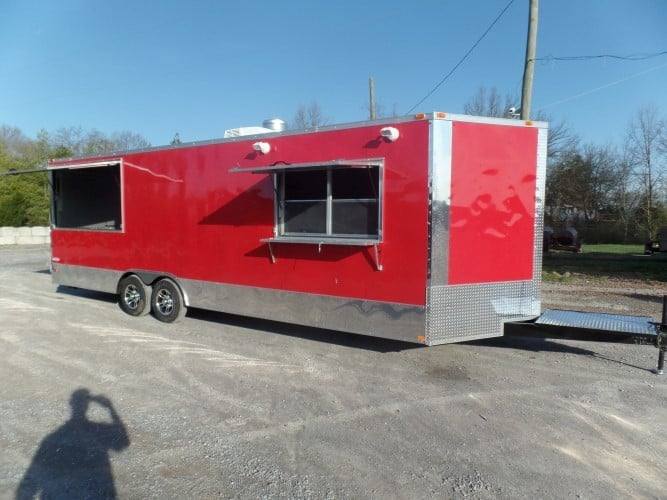 8.5' x 26' Concession Trailer Red BBQ Food Event Vending