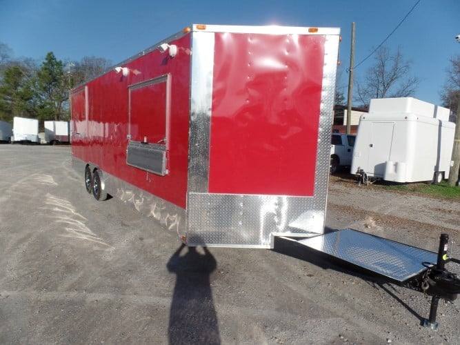 8.5' x 26' Concession Trailer Red BBQ Food Event Vending