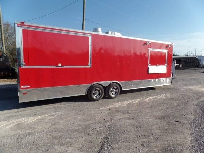 8.5' x 26' Concession Trailer Red BBQ Food Event Vending