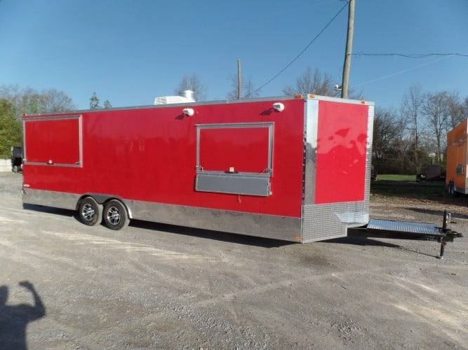 8.5' x 26' Concession Trailer Red BBQ Food Event Vending