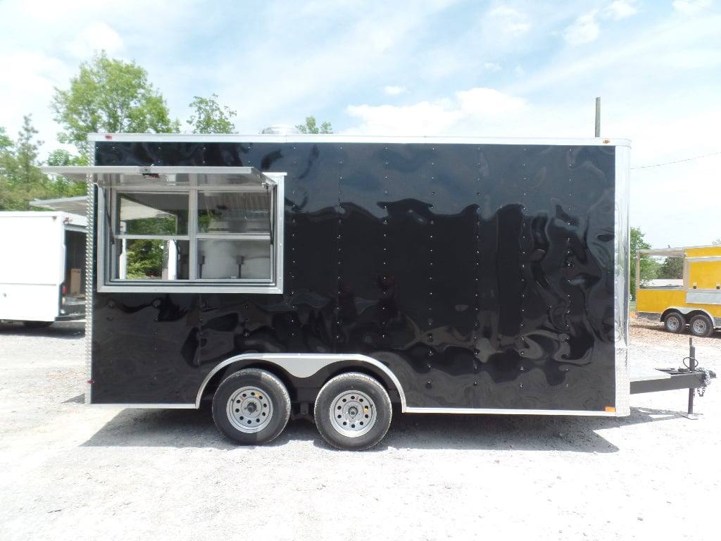 81-8.5-x-16-black-flat-front-concession-food-trailer-with-appliances-11.jpg 8.5' x 16' Black Flat Front Concession Food Trailer With Appliances