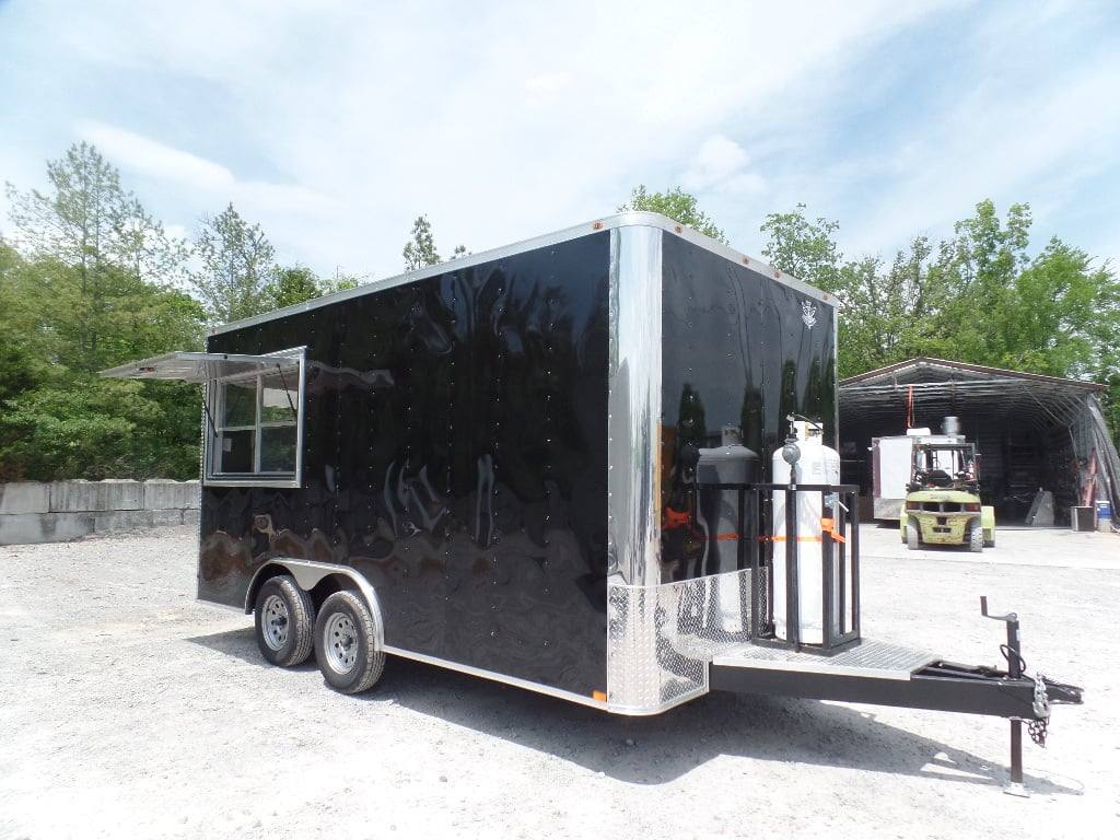 81-8.5-x-16-black-flat-front-concession-food-trailer-with-appliances-8.jpg 8.5' x 16' Black Flat Front Concession Food Trailer With Appliances