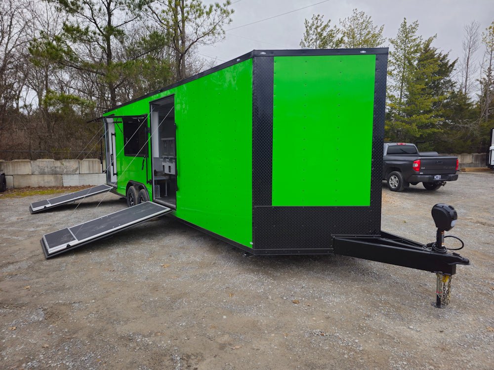 8.5' X 26' Lime Green Arcade Gaming Concession Trailer