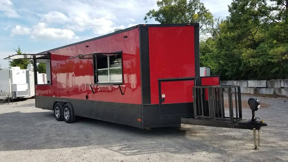 813-8.5-x-26-red-black-bbq-porch-concession-trailer-with-appliances-13.jpg 8.5' x 26' Red & Black BBQ Porch Concession Trailer With Appliances