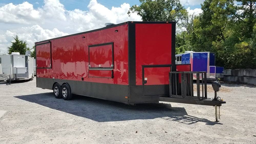 813-8.5-x-26-red-black-bbq-porch-concession-trailer-with-appliances-5.jpg 8.5' x 26' Red & Black BBQ Porch Concession Trailer With Appliances
