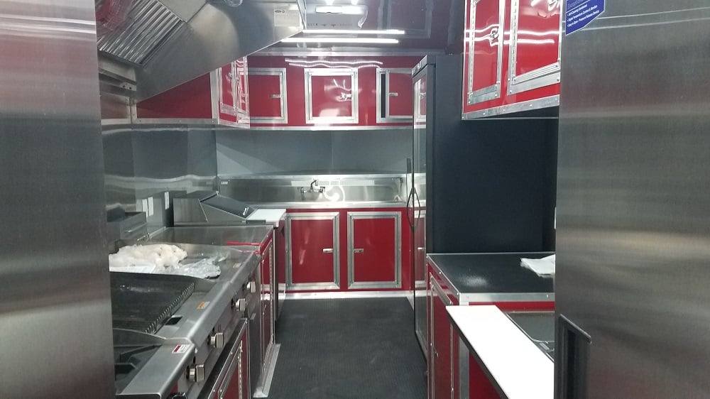 813-8.5-x-26-red-black-bbq-porch-concession-trailer-with-appliances-6.jpg 8.5' x 26' Red & Black BBQ Porch Concession Trailer With Appliances