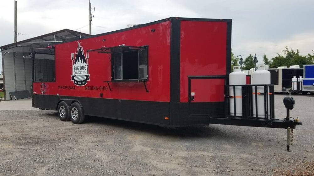 813-8.5-x-26-red-black-bbq-porch-concession-trailer-with-appliances-7.jpg 8.5' x 26' Red & Black BBQ Porch Concession Trailer With Appliances