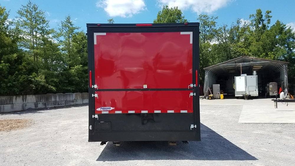 814-8.5-x-26-red-black-porch-style-concession-food-trailer-8.jpg 8.5' x 26' Red & Black Porch Style Concession Food Trailer