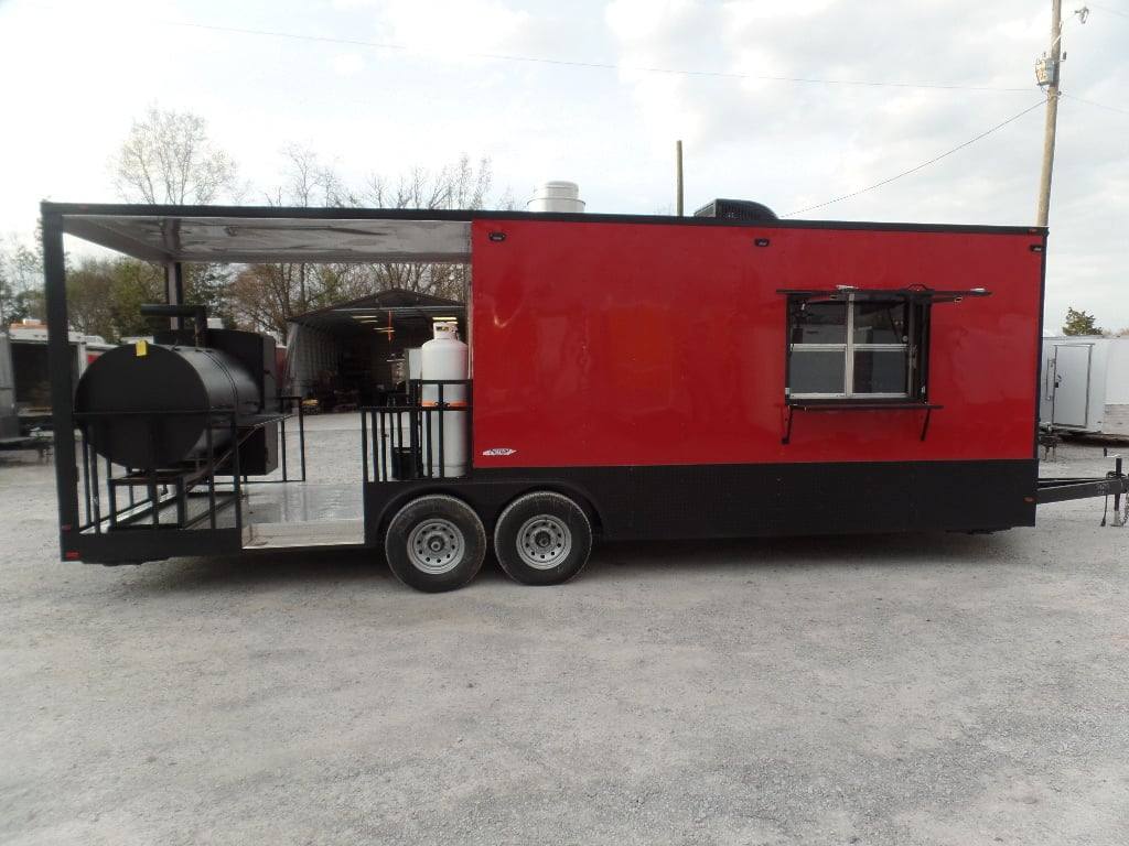 815-8.5-x-26-red-and-black-concession-bbq-food-trailer-with-appliances-10.jpg 8.5' x 26' Red And Black Concession BBQ Food Trailer With Appliances