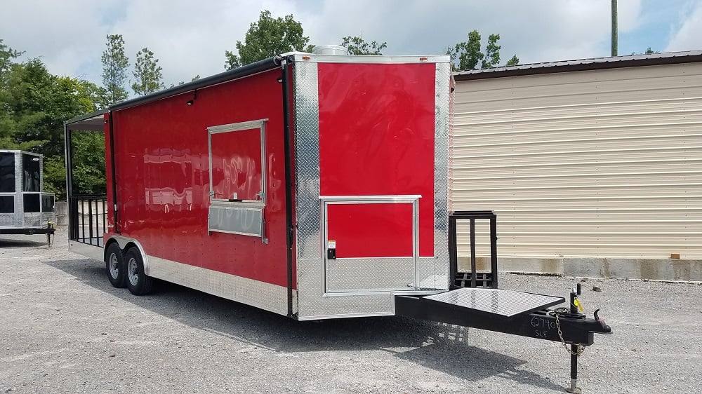 818-8.5-x-26-red-concession-bbq-food-event-catering-trailer-1.jpg 8.5' x 26' Red Concession BBQ Food Event Catering Trailer