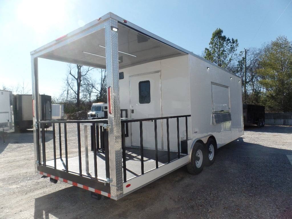 8.5' x 26' White BBQ Porch Concession Food Trailer