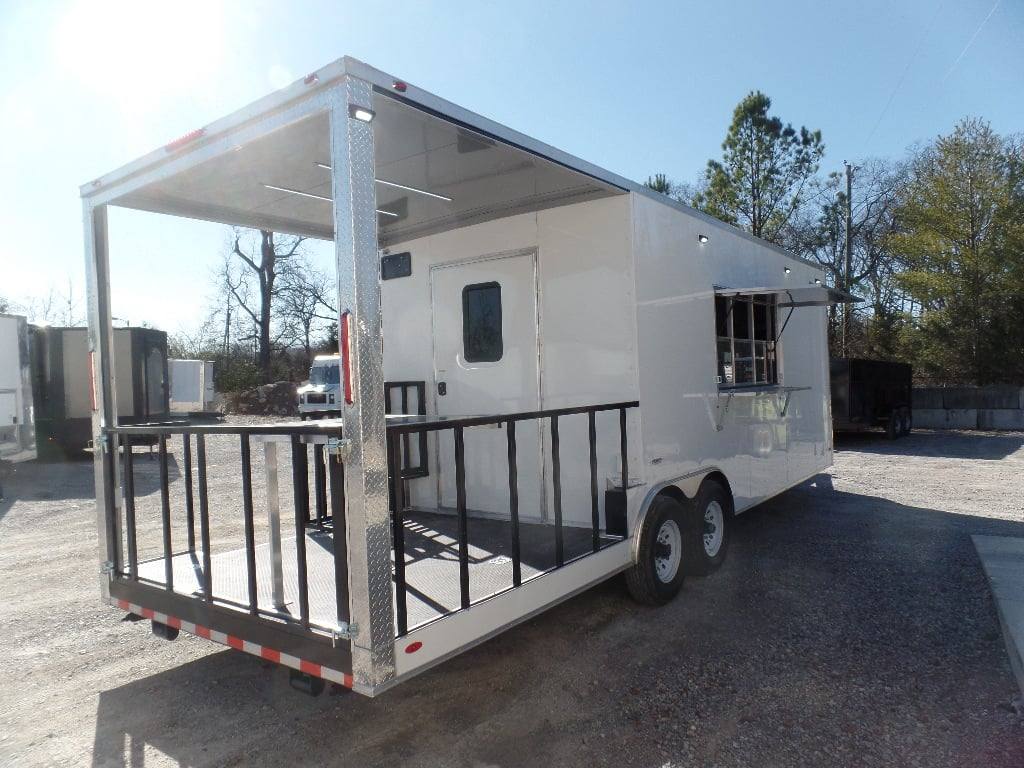 8.5' x 26' White BBQ Porch Concession Food Trailer