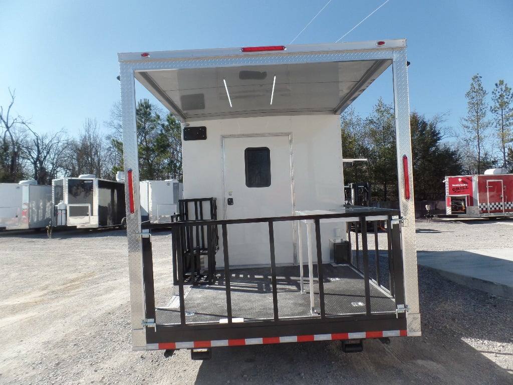8.5' x 26' White BBQ Porch Concession Food Trailer