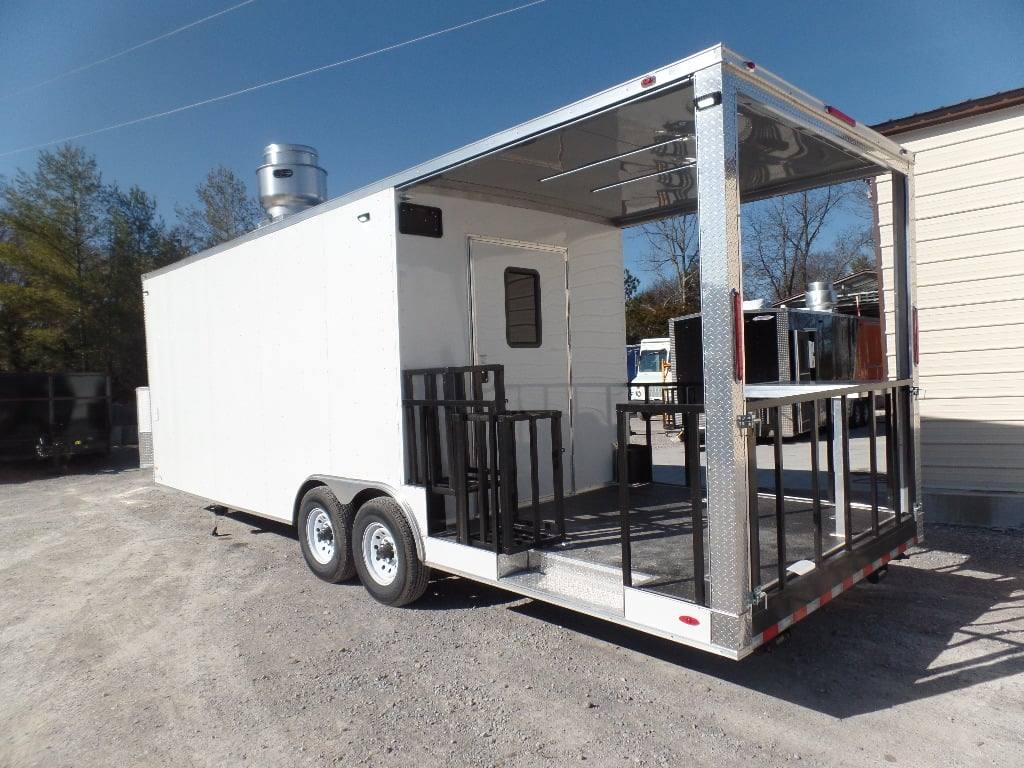 8.5' x 26' White BBQ Porch Concession Food Trailer