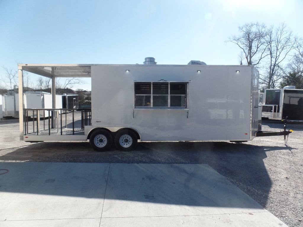 8.5' x 26' White BBQ Porch Concession Food Trailer