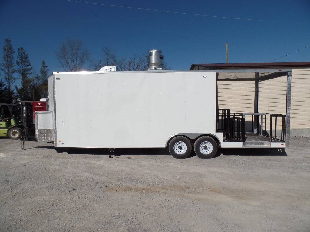 8.5' x 26' White BBQ Porch Concession Food Trailer