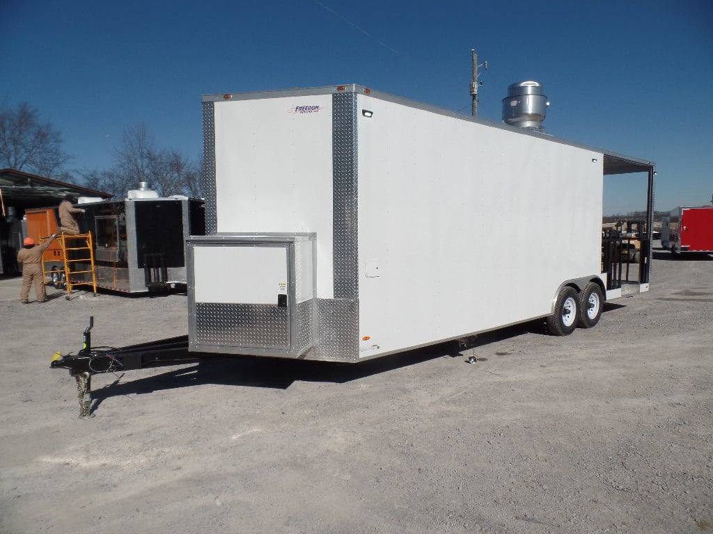 8.5' x 26' White BBQ Porch Concession Food Trailer