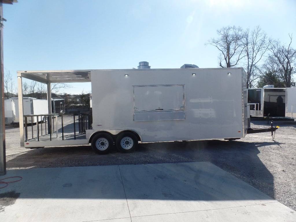 8.5' x 26' White BBQ Porch Concession Food Trailer