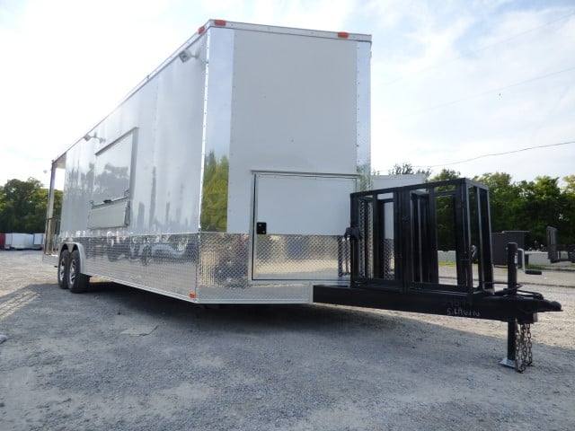 823-8.5-x-26-white-catering-event-concession-bbq-food-trailer-25.jpg 8.5' x 26' White Catering Event Concession BBQ Food Trailer