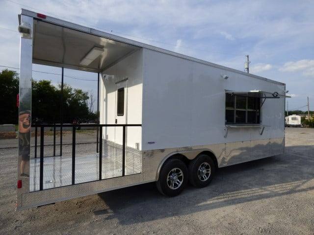 823-8.5-x-26-white-catering-event-concession-bbq-food-trailer-7.jpg 8.5' x 26' White Catering Event Concession BBQ Food Trailer