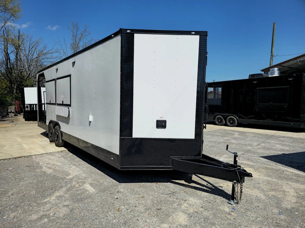 8.5' X 26' White With Blackout Concession Trailer Beverage & Soft Serve Catering