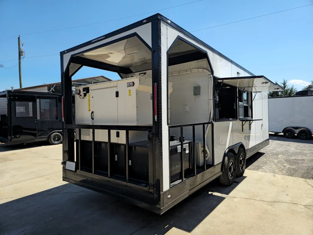 8.5' X 26' White With Blackout Concession Trailer Beverage & Soft Serve Catering