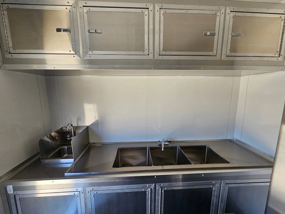 8.5' X 26' White With Blackout Concession Trailer Beverage & Soft Serve Catering