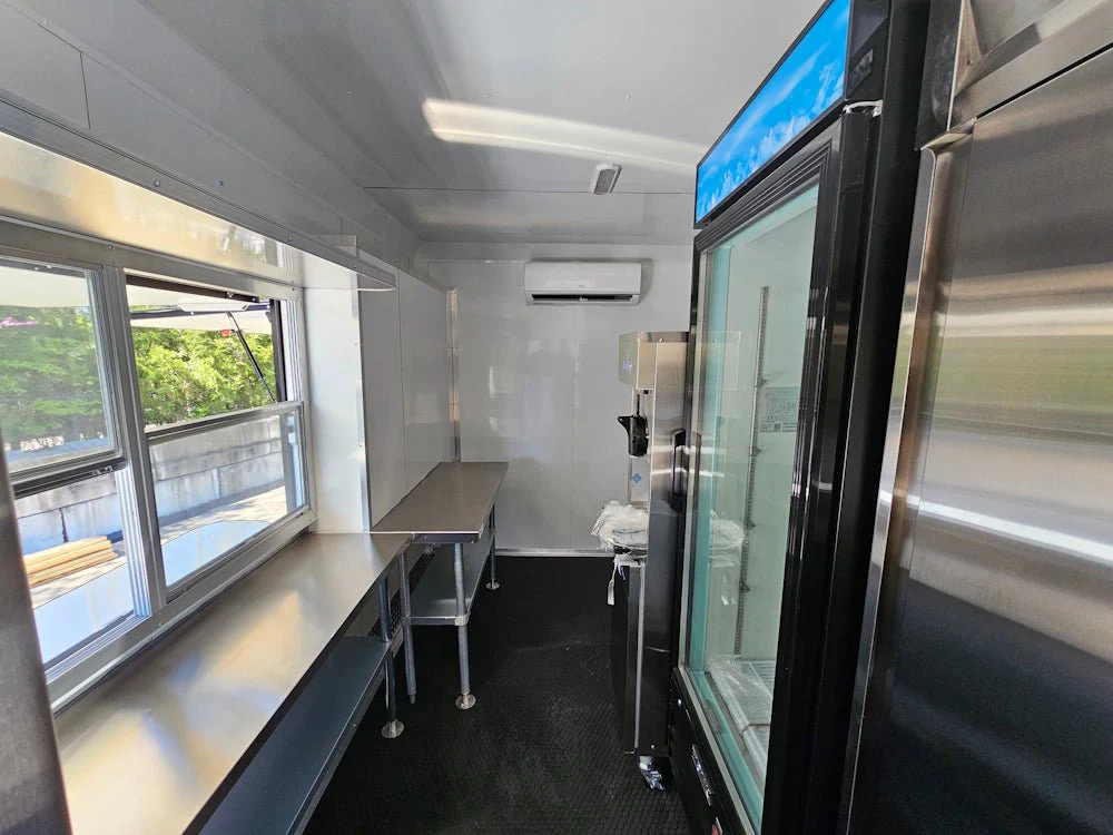 8.5' X 26' White With Blackout Concession Trailer Beverage & Soft Serve Catering