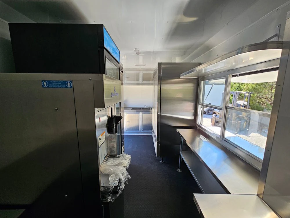 8.5' X 26' White With Blackout Concession Trailer Beverage & Soft Serve Catering