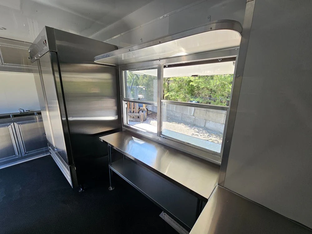 8.5' X 26' White With Blackout Concession Trailer Beverage & Soft Serve Catering