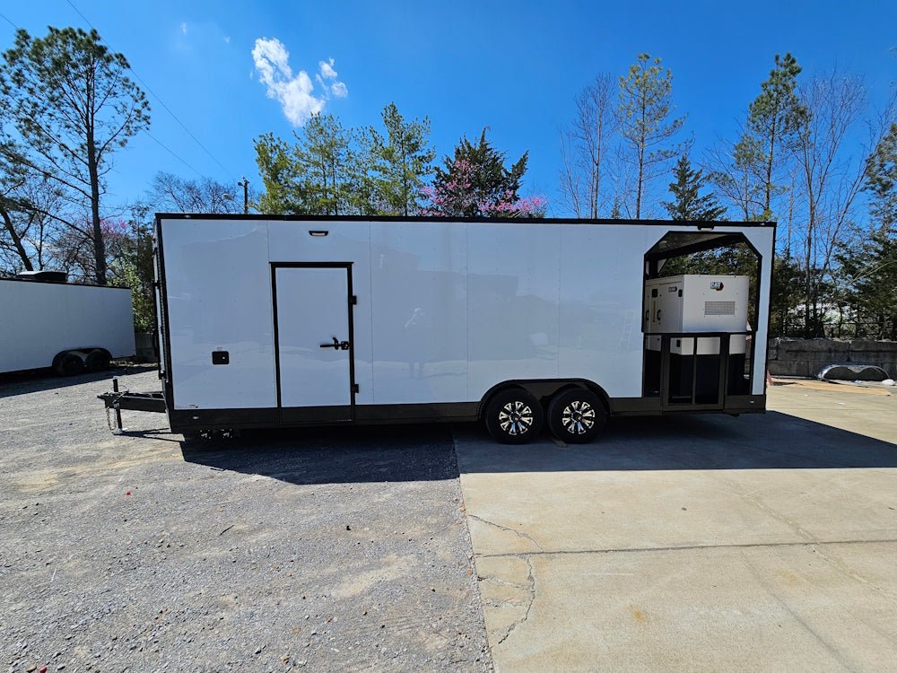 8.5' X 26' White With Blackout Concession Trailer Beverage & Soft Serve Catering