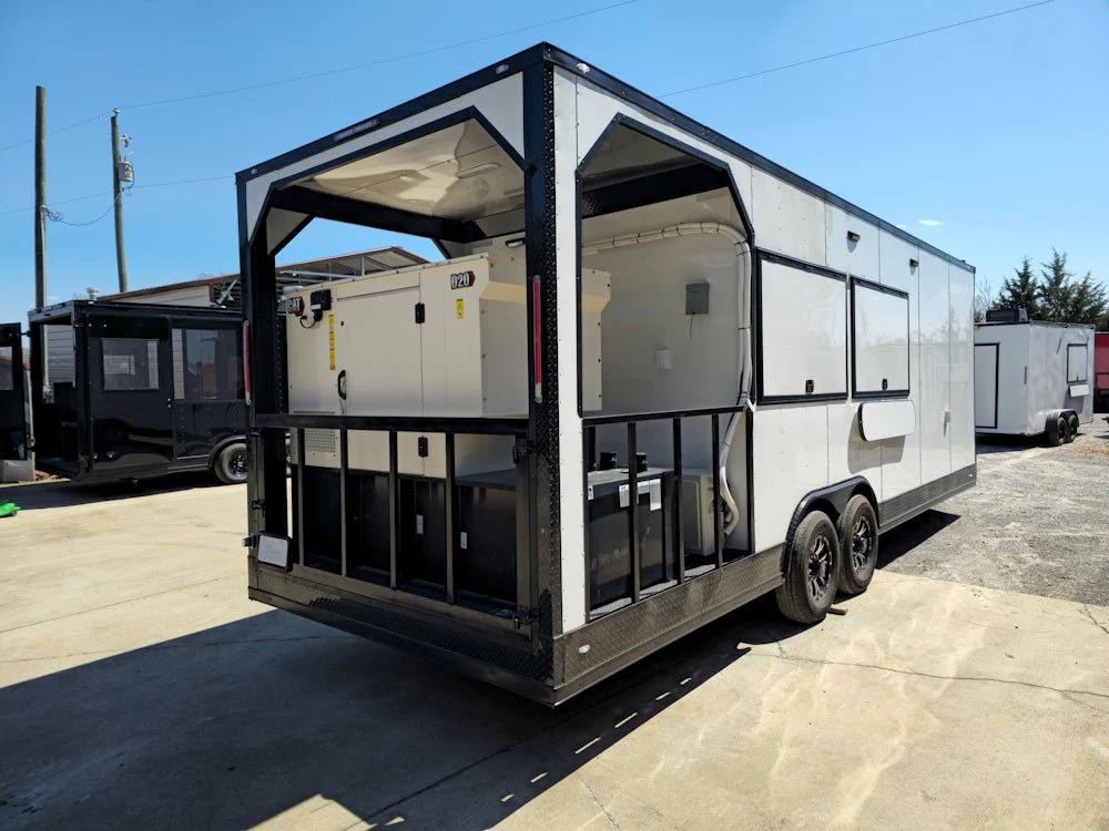 8.5' X 26' White With Blackout Concession Trailer Beverage & Soft Serve Catering