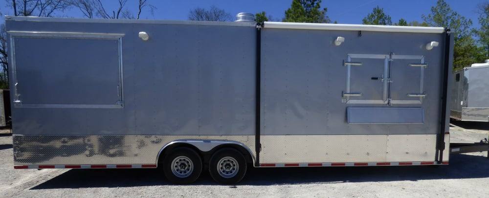 8.5' x 27' Concession Trailer Silver Frost BBQ Food Event Catering