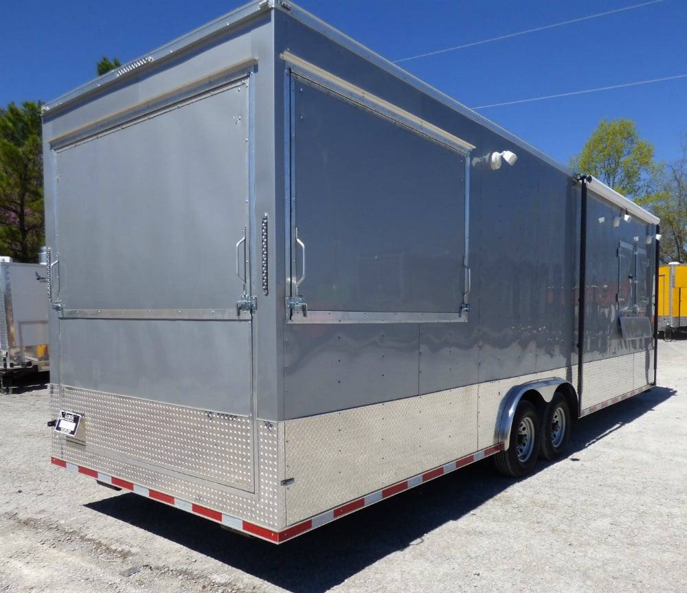 8.5' x 27' Concession Trailer Silver Frost BBQ Food Event Catering