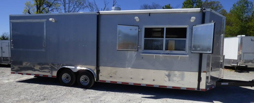 8.5' x 27' Concession Trailer Silver Frost BBQ Food Event Catering