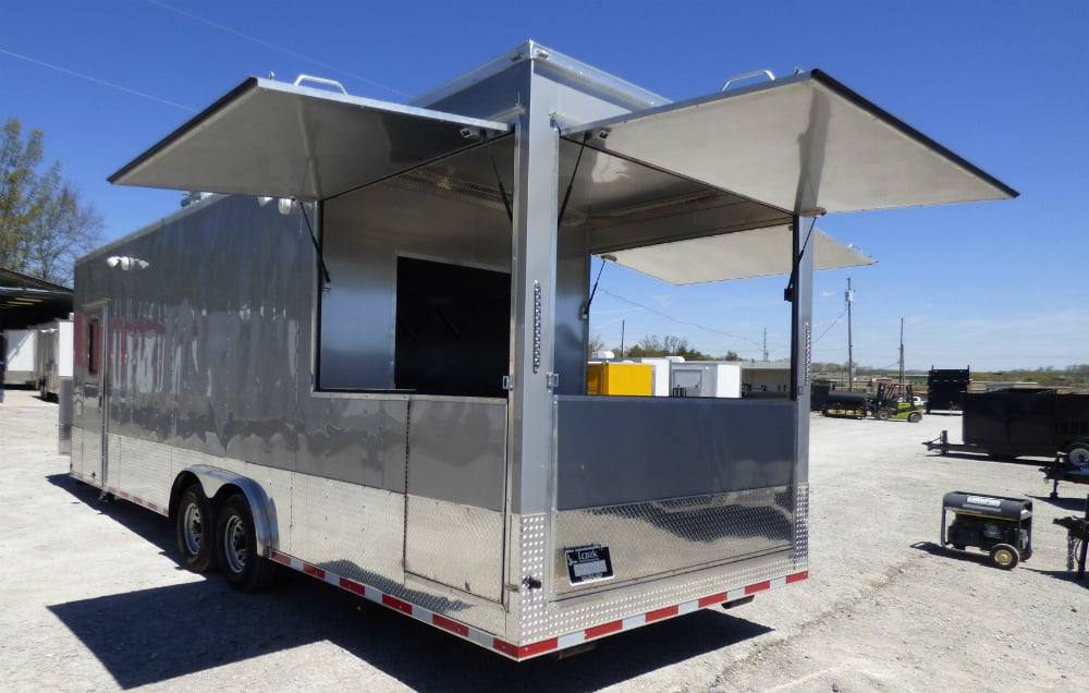 8.5' x 27' Concession Trailer Silver Frost BBQ Food Event Catering