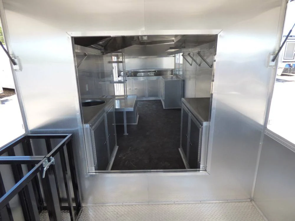 8.5' x 27' Concession Trailer Silver Frost BBQ Food Event Catering