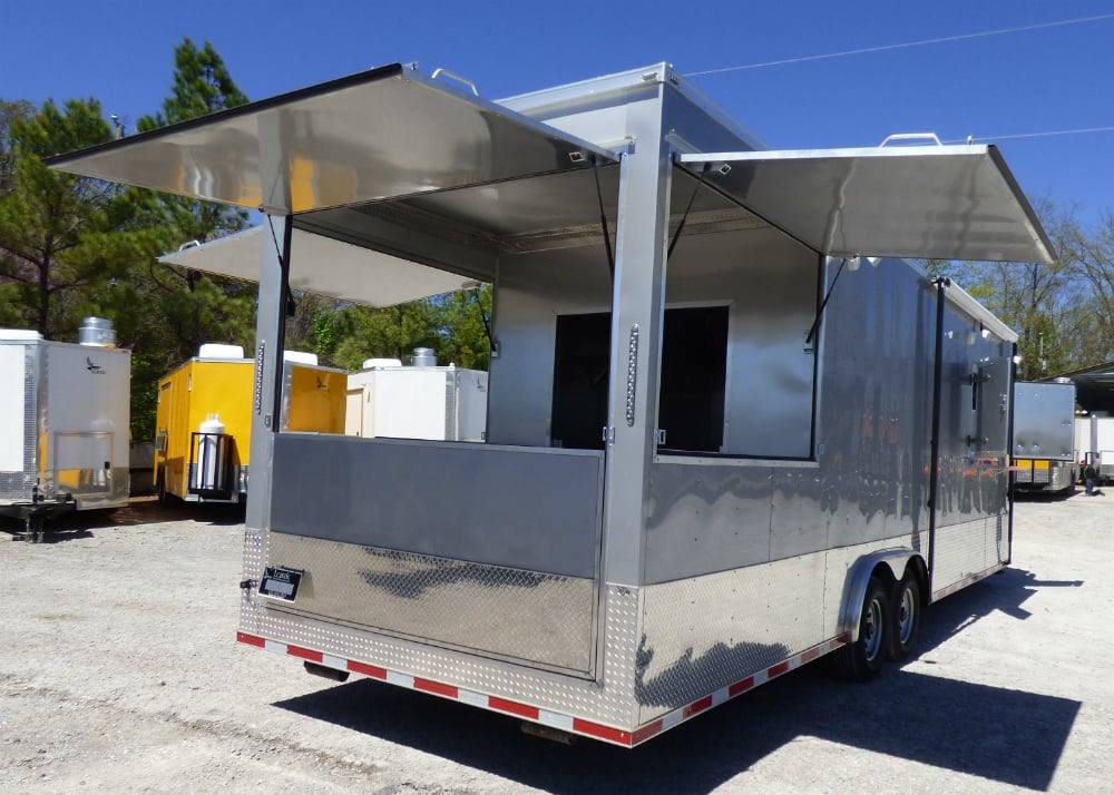 8.5' x 27' Concession Trailer Silver Frost BBQ Food Event Catering
