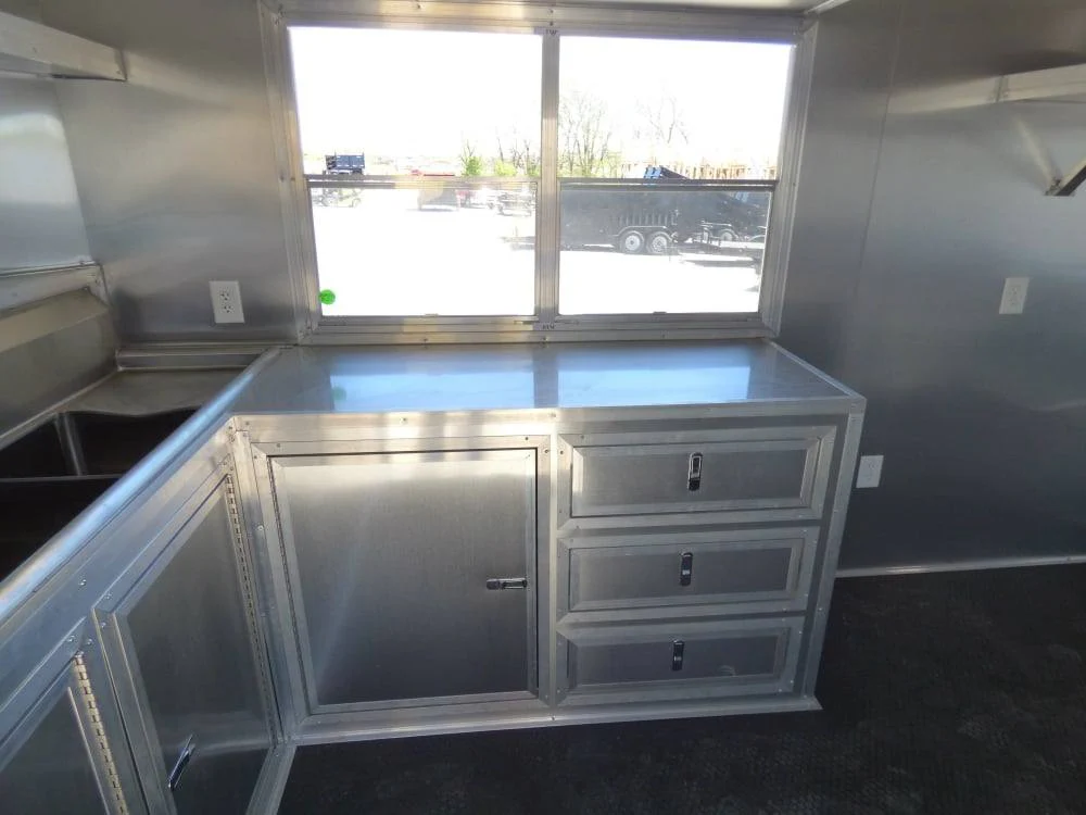 8.5' x 27' Concession Trailer Silver Frost BBQ Food Event Catering