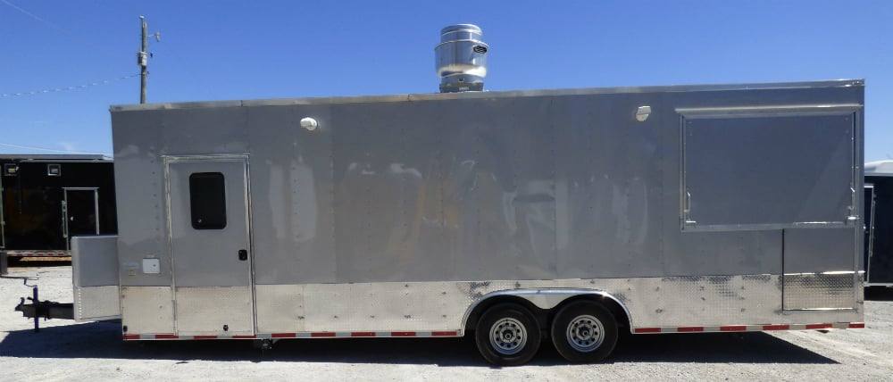 8.5' x 27' Concession Trailer Silver Frost BBQ Food Event Catering