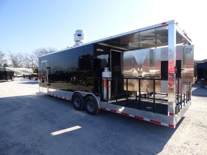 831-8.5-x-28-black-bbq-concession-food-event-catering-trailer-19.jpg 8.5' x 28' Black BBQ Concession Food Event Catering Trailer
