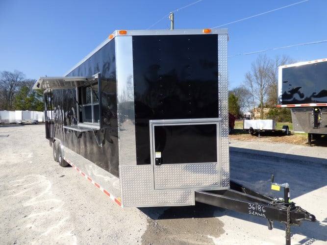 831-8.5-x-28-black-bbq-concession-food-event-catering-trailer-5.jpg 8.5' x 28' Black BBQ Concession Food Event Catering Trailer